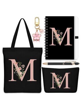 Monogrammed Cosmetic Bag Set with Shoulder Bag Notebook Pen